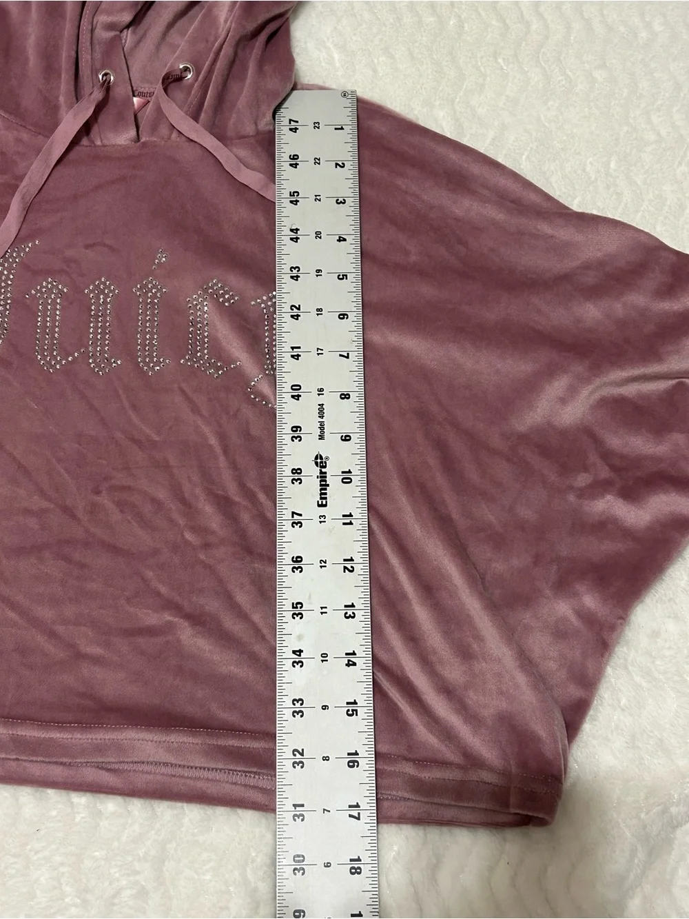 Juicy Couture Velour Crop Hoodie Pants Set Womens L Mauve Y2K Athleisure Sparkle
